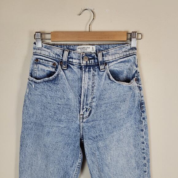 Abercrombie & Fitch Jeans 24 00 Blue 90s Straight Ultra High Rise Acid Wash - Picture 2 of 9